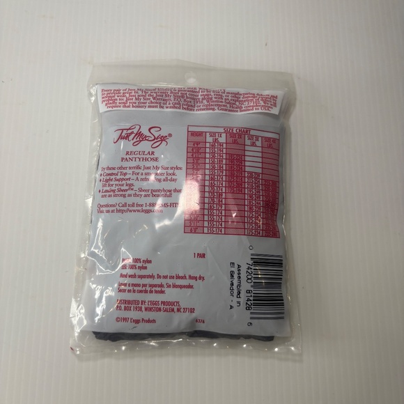 Vintage Just My Size Pantyhose Off Black Sheer Toe Regular 4X Plus 81428-S4B NEW - Picture 3 of 3